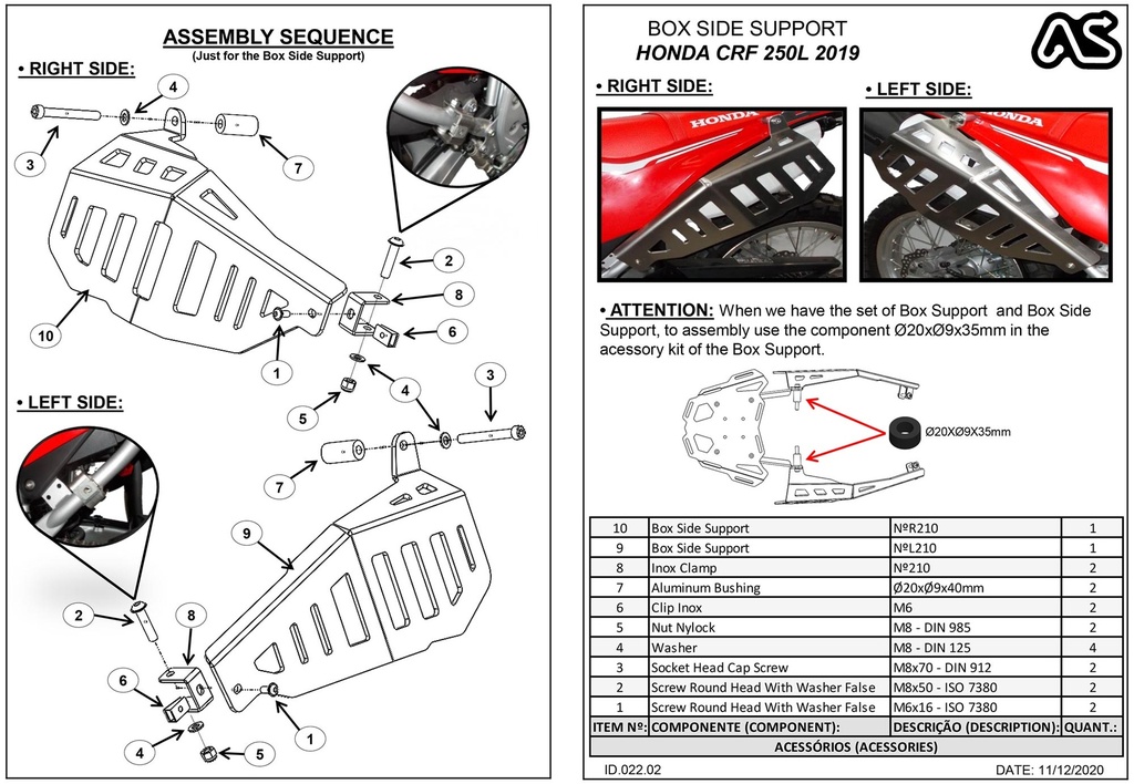 Adventure Spec Honda CRF250L Side Luggage Support Rack