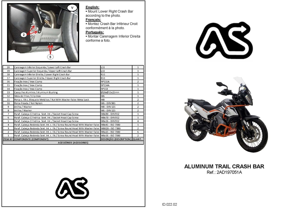 Adventure Spec KTM 790 / 890 Adventure/R Aluminium Crash Bars