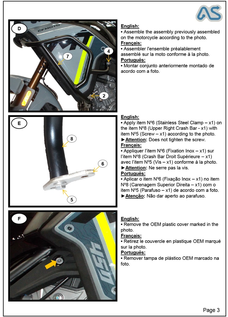 Adventure Spec CF Moto 450MT Crash Bars