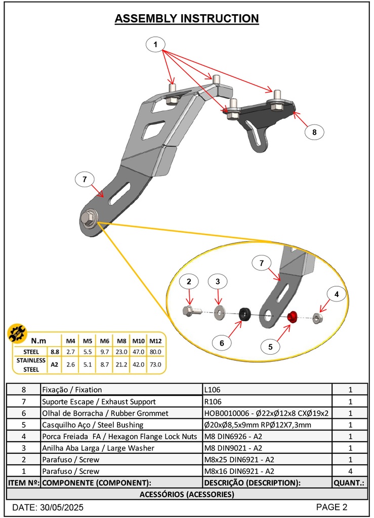 Adventure Spec CF Moto 450MT Rackless Luggage Bracket / Exhaust Hanger