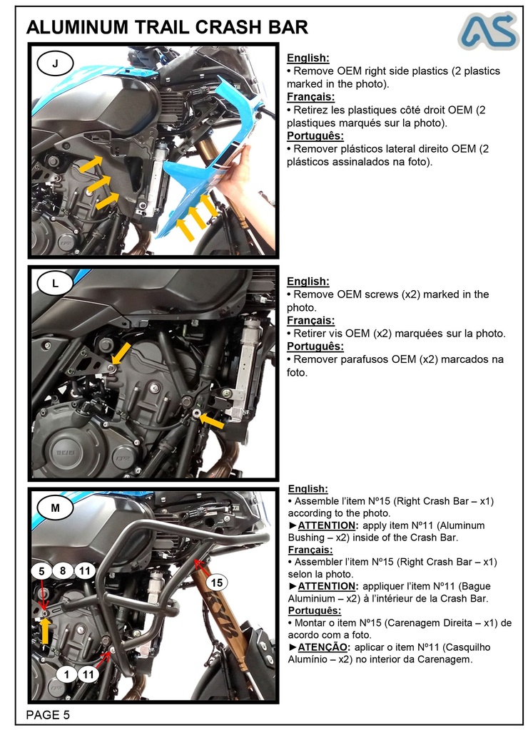Adventure Spec Yamaha Tenere 700 and Tenere 700 Rally Edition Crashbars 2025 +     